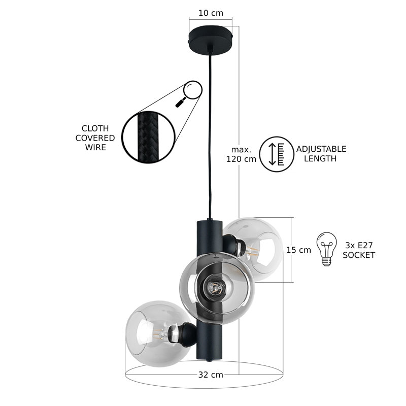 Anttwan 3 - Light Chandelier, Clear