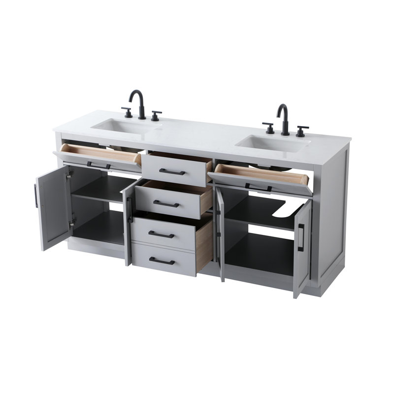 Meuble-lavabo double 72 po Ahner, Gris