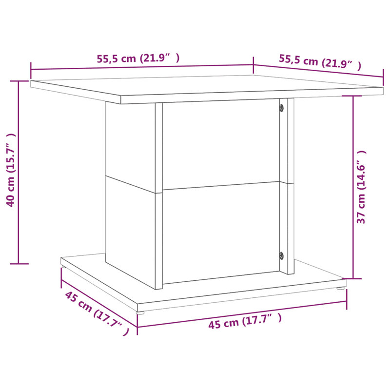 Coffee Table 55.5x55.5x40 cm Engineered Wood, Black