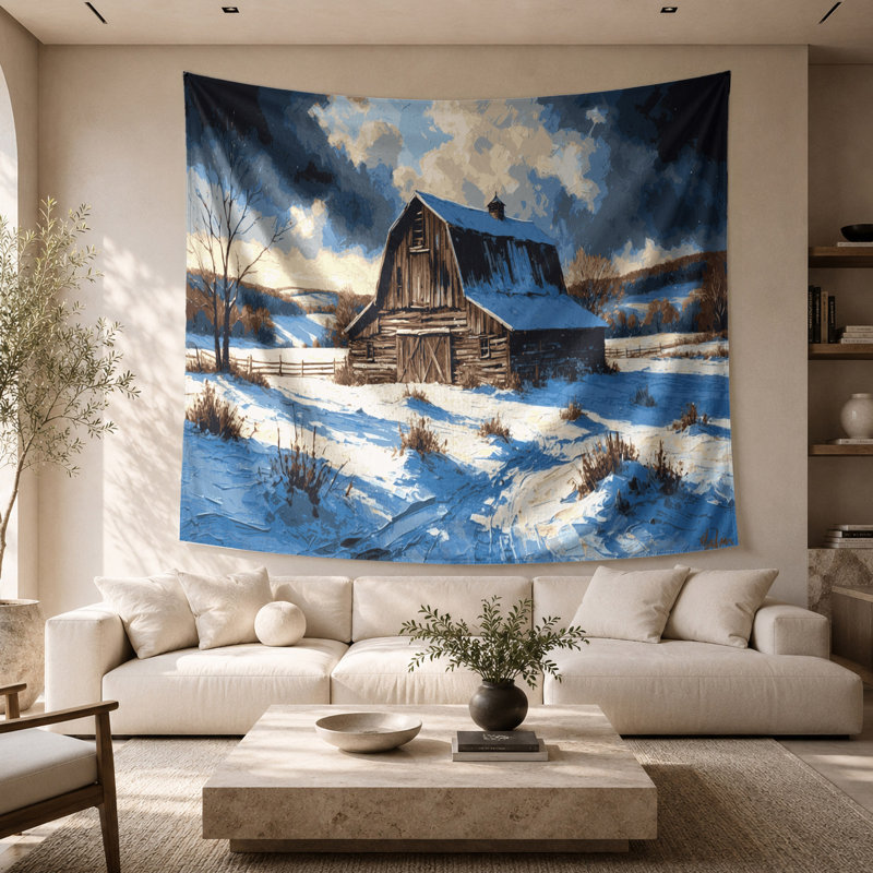 Tapisserie murale de Noël enneigée, 26 po x 36 po