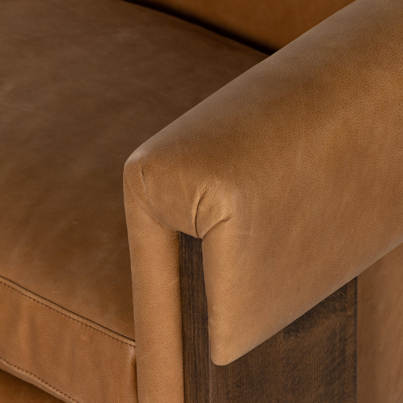 Cairo 90.5" Upholstered Sofa, Palermo Cognac Top Grain Leather
