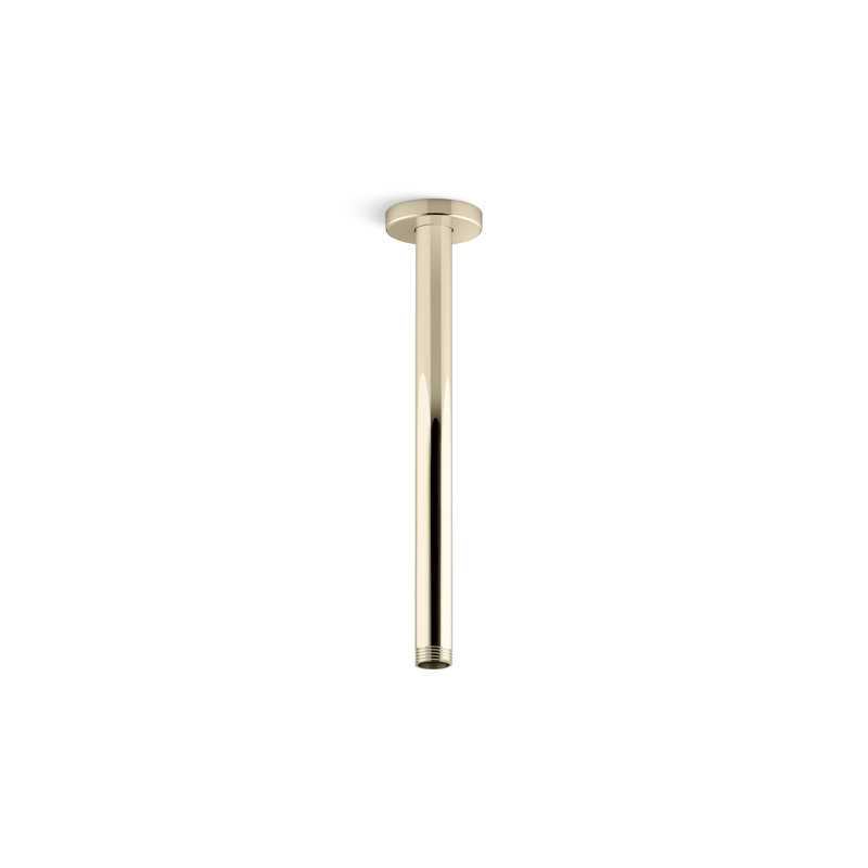 Statement 12 in. Ceiling-Mount Single-Function Rainhead Arm And Flange, Vibrant French Gold