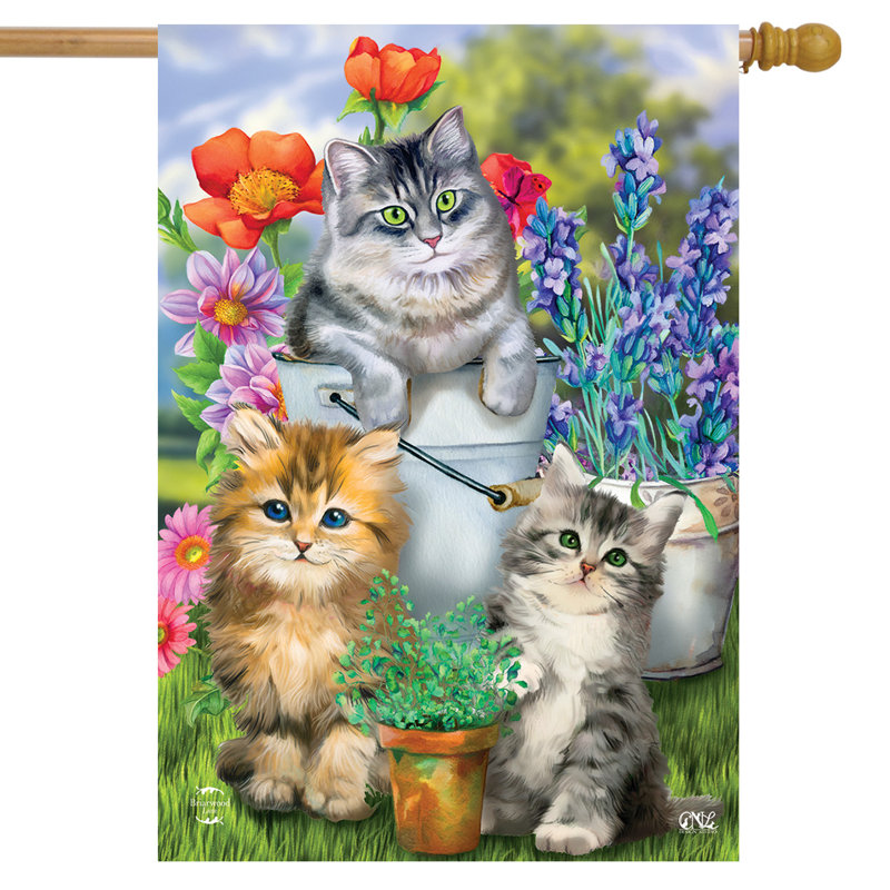 Drapeau de jardin Garden Cats Spring House