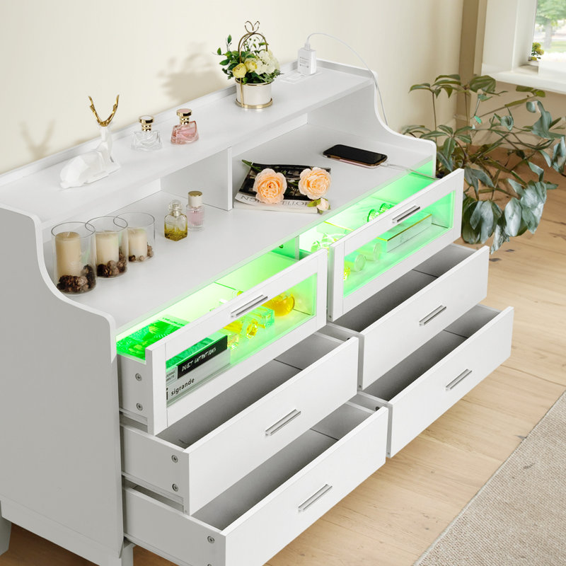 Sherial 47" W 4-Drawer Dresser, White
