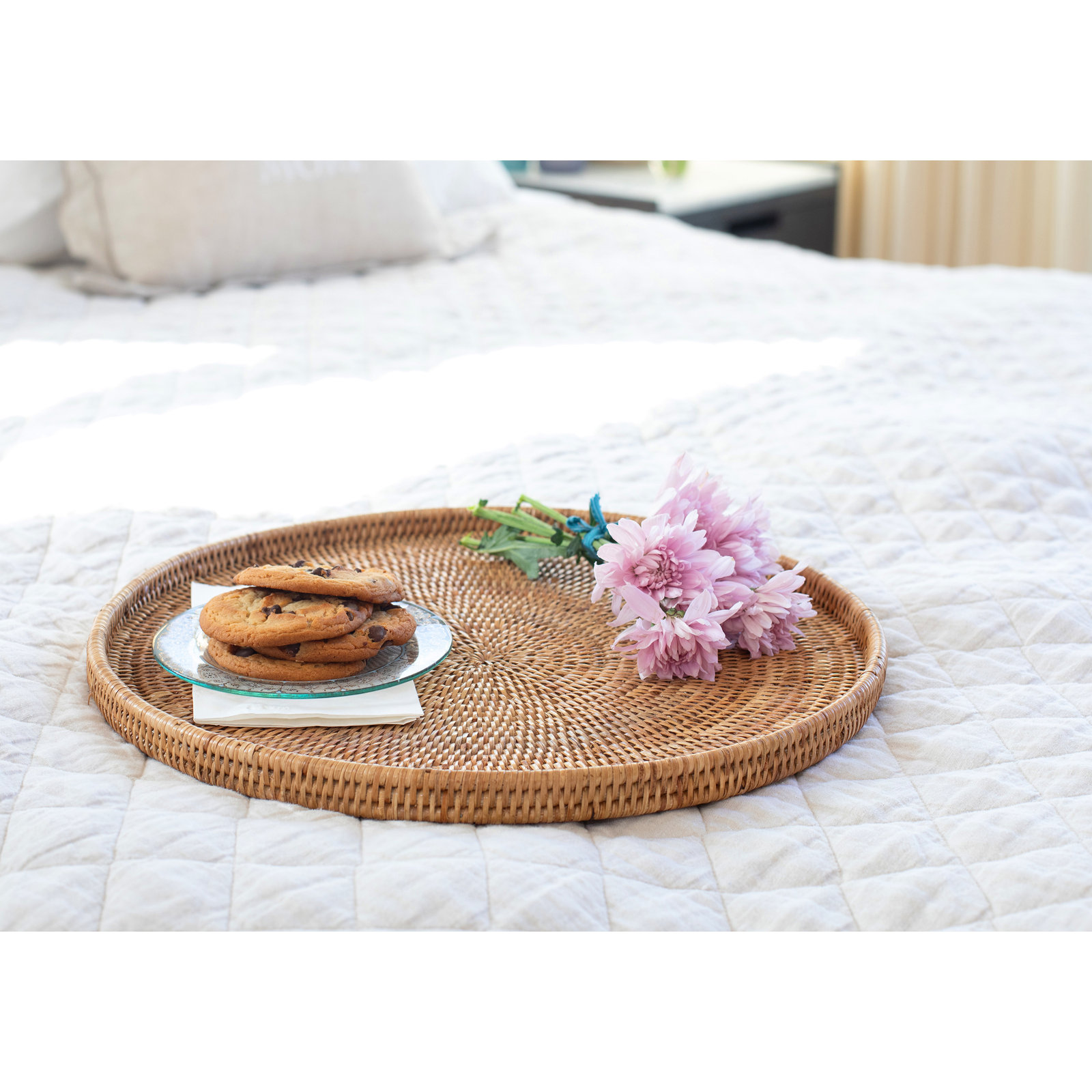 Landers Handmade Serving Tray, Honey Brown, 1" H x 16" W x 16" D