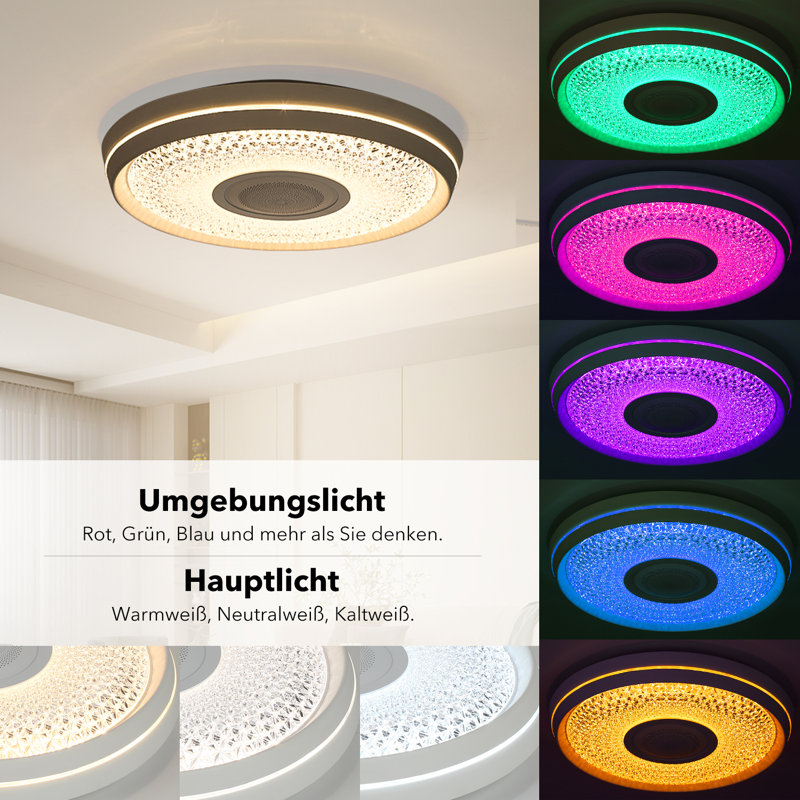 RGB LED ceiling lamp dimmable with Bluetooth APP remote control music speaker