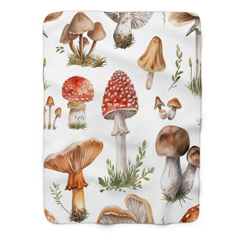 Mushroom Art - 1 pièce Sherpa Premium, Lit simple
