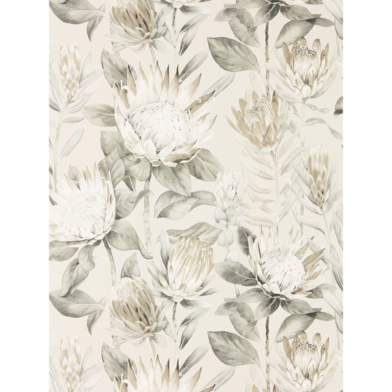 King Protea 10.05m x 68.6cm Matte Wallpaper Roll, Beige/Grey/White