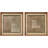 " Brown Grid And Pixel Pattern Illustrations Abstract Rustic Art Minimalist " 2 - Pieces-123399674-123399675