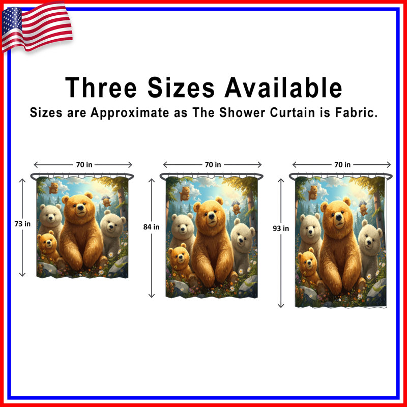 Rideaux de douche Cute Bear Family, L 70 po x H 84 po