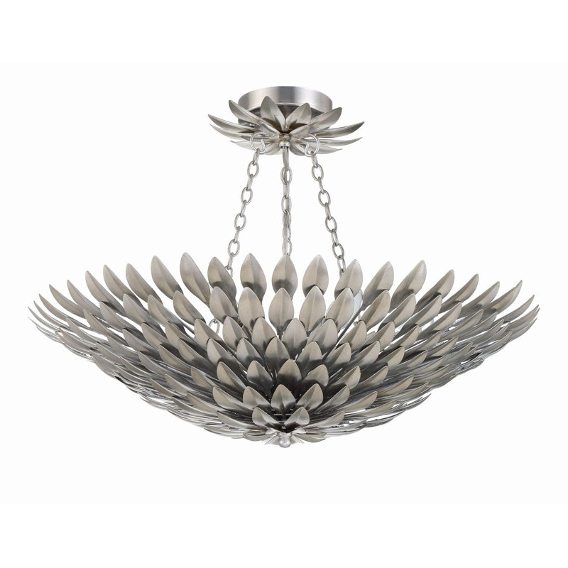 Plafonnier semi-encastré Margo, Argent argent, Six lumières, H 6 pi x l 24,5 po x P 24,5 po