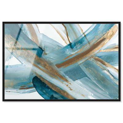 Gold Accents IV Framed Canvas Print Blue And Gold Wall Art by Art Remedy, Gold Frame, 15 x 10