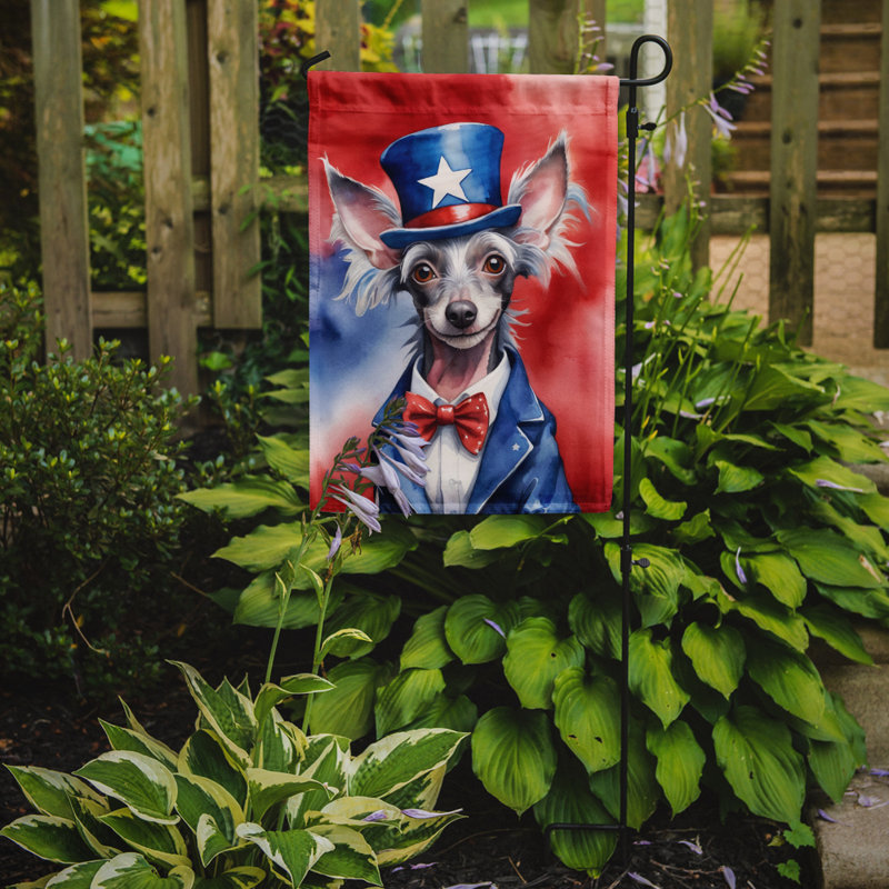 Patriotic American Garden Flag, Chinese Crested