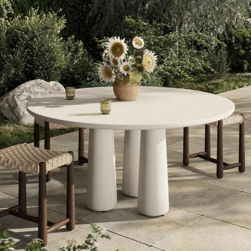 Rye Outdoor Dining Table-60"-Aged White Concrete
