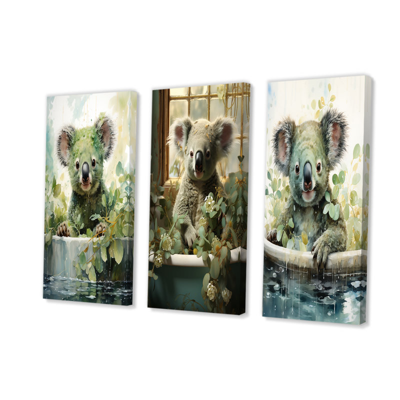 Salle de bain curieux Koala Bathtime, H 28 po x l 36 po, Toile tendue