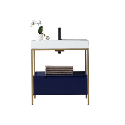 Meuble-lavabo simple 30 po avec plateau en quartz épais Armida
