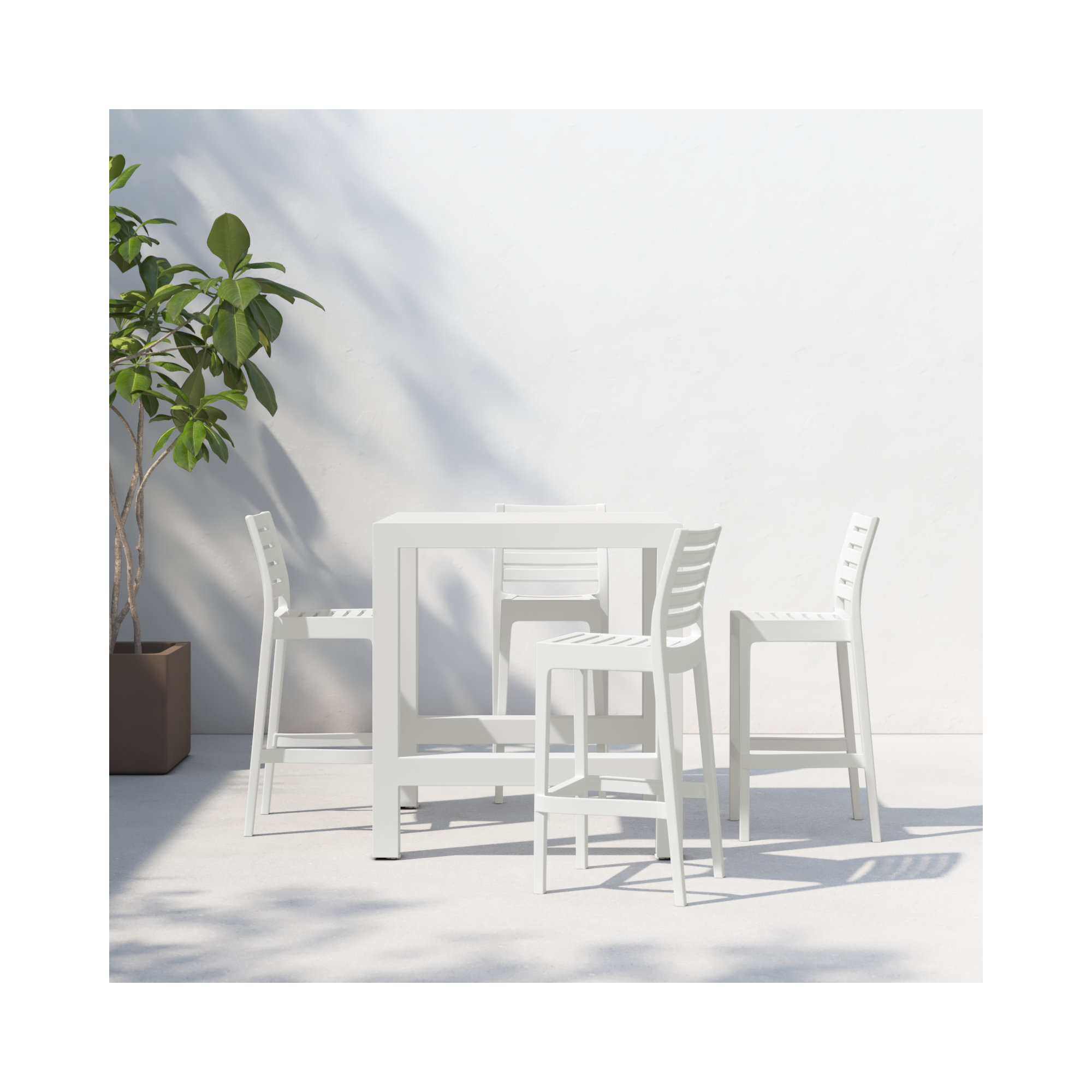 Farrah Square 4 - Person 39" Long Bar Height Dining Set, White
