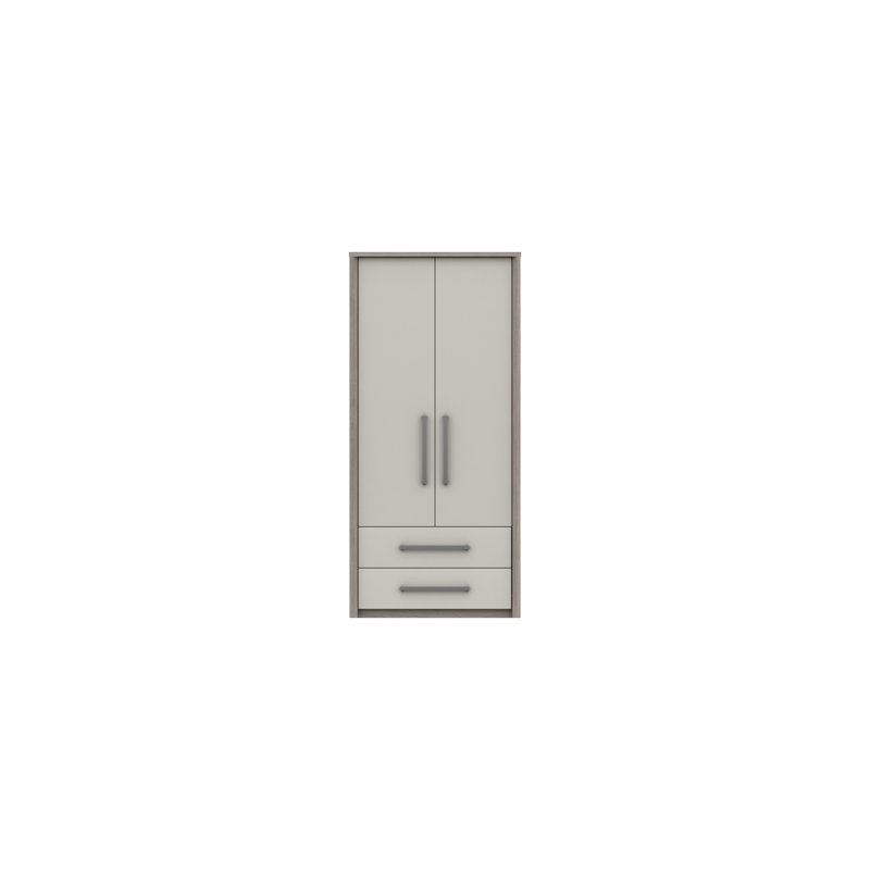 Colville 2 Door Manufactured Wood Wardrobe, Grey Oak/White Grey Gloss