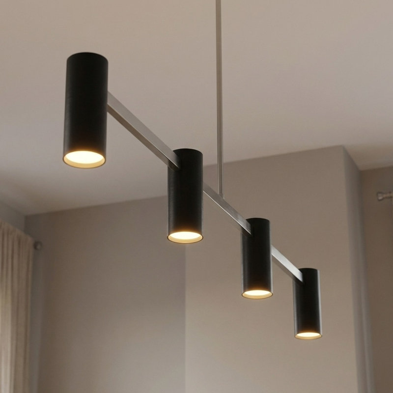 Lustre linéaire à quatre lumières, Non, Nickel brossé