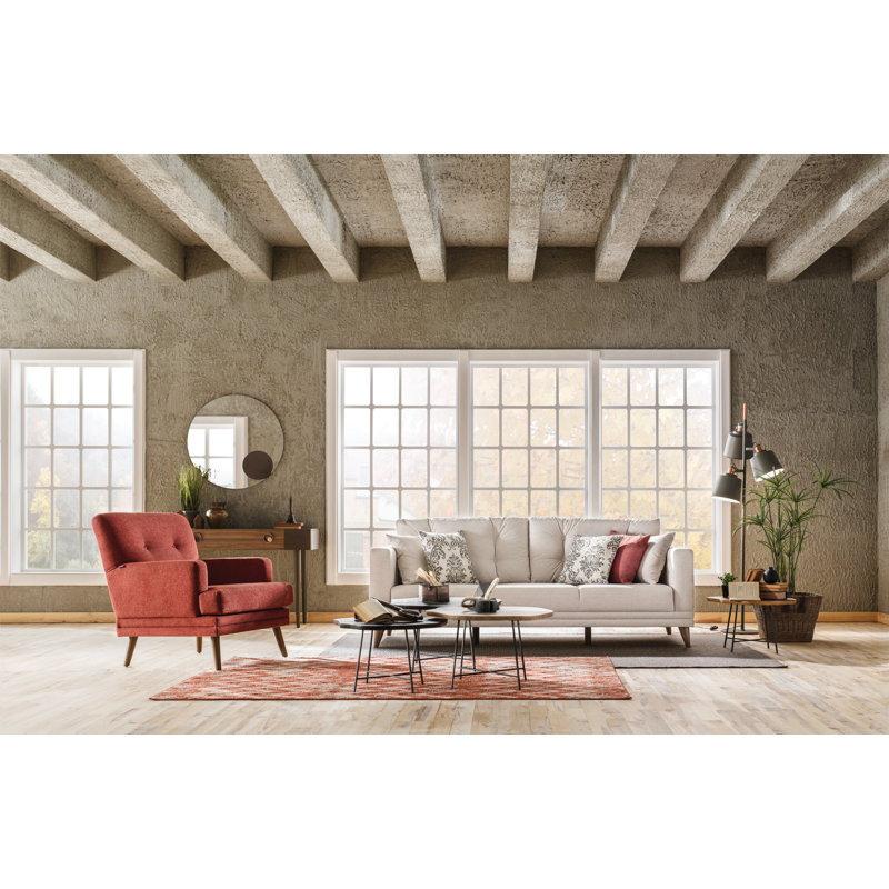Tapis Pune, orange / beige
