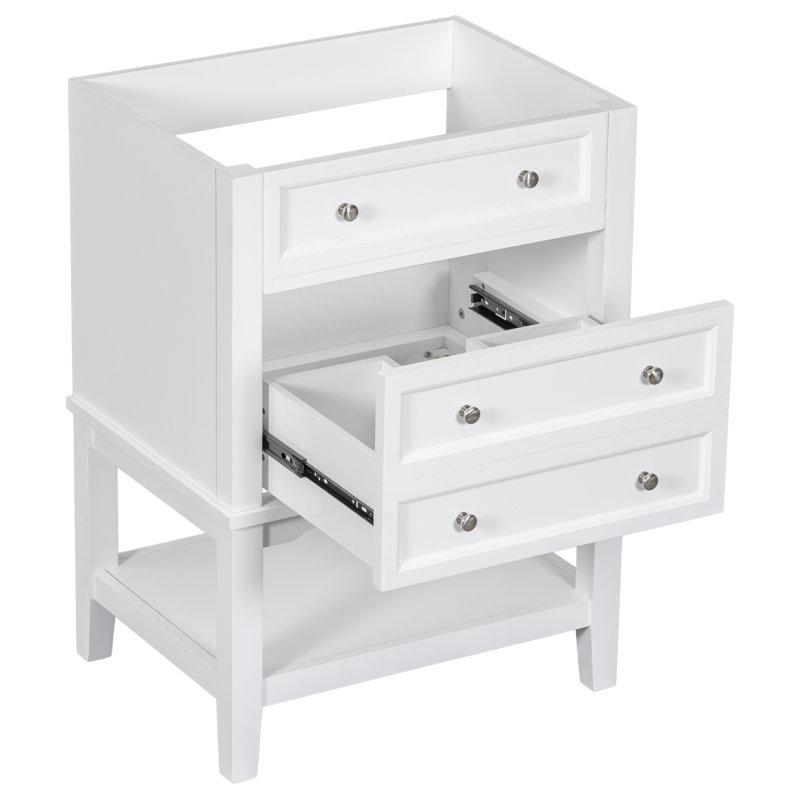 Bathroom Vanity Base Without Sink Featuring Storage Cabinet with Drawer and Open Shelf