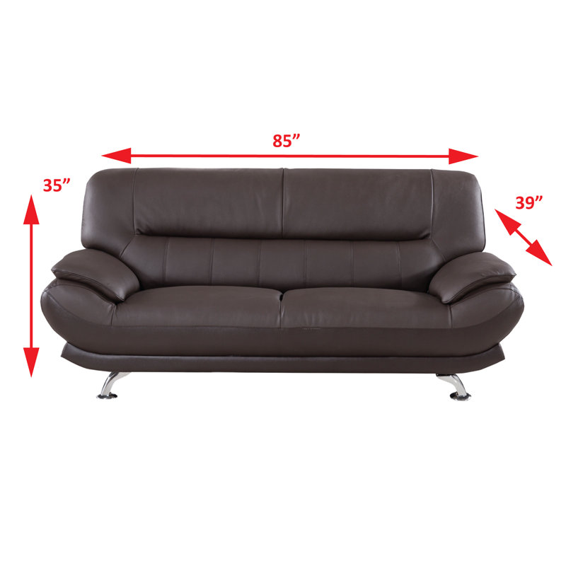 Holbrooke 83'' Faux Leather Sofa, Dark Chocolate Faux Leather
