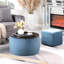 Rond avec rangement, combinaison de velours bleu 2 en 1 pour le bureau de la chambre à coucher, repose-pieds carré confortable, jeu de plateau réversible et fonction de plateau, rangement