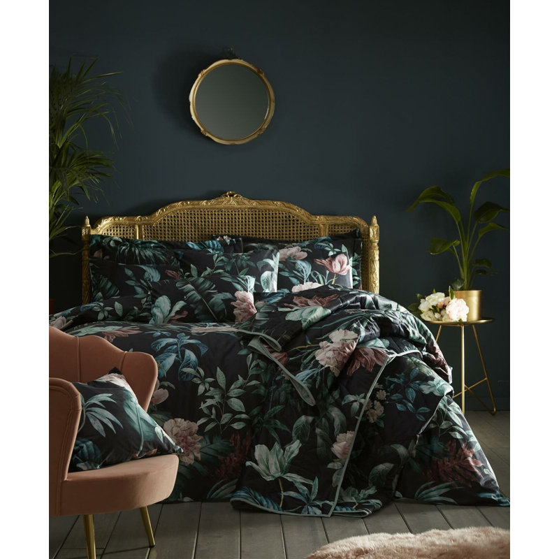 Black/Pink 64 TC Duvet Cover Set, Kingsize Duvet Cover + 2 Standard Pillowcases