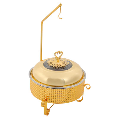 10.57QT Gold Stainless Steel Food Warmer Chafing Dish With Hanging Lid