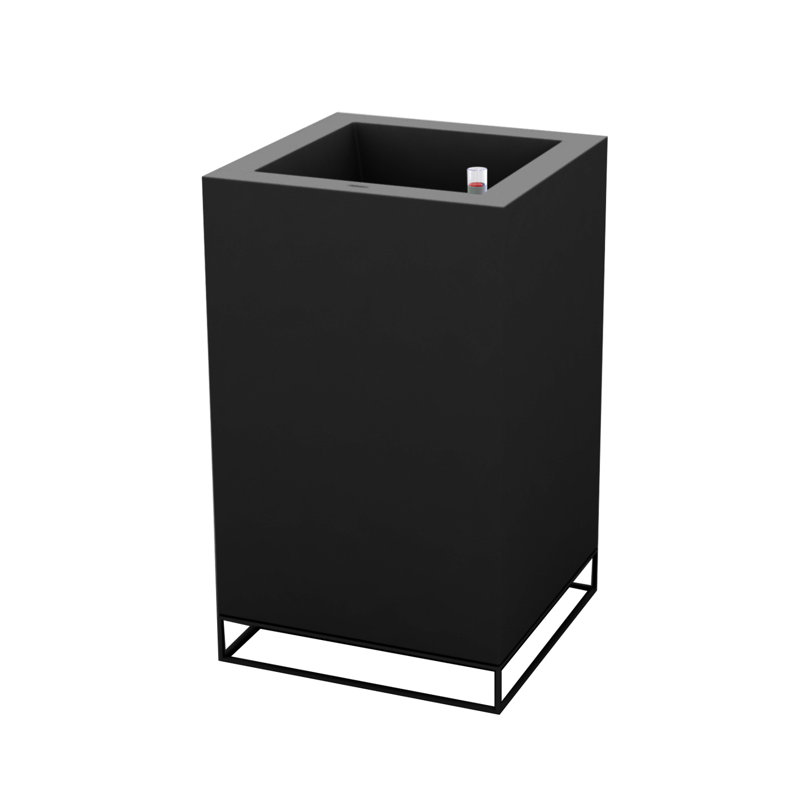 Vela Resin Pot Planter, 39.25" H x 23.5" W x 23.5" D, Black