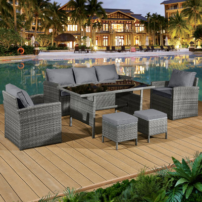 Outdoor Jakobi All Weather Wicker 7 - Person Seating Group