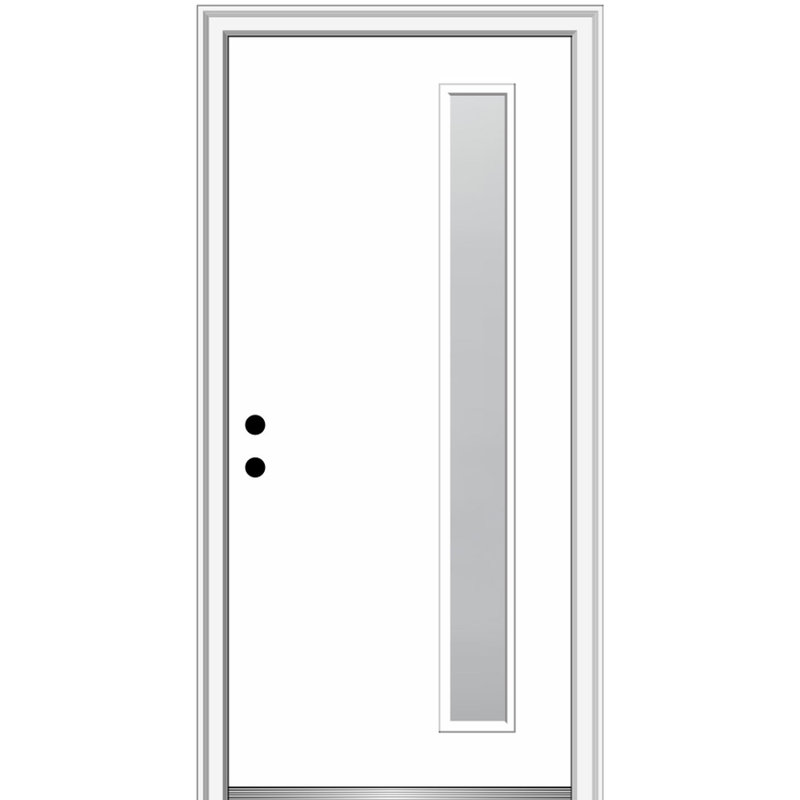 Porte d'entrée avant en fibre de verre Spotlight Smooth Spotlight, S'ouvre à droite vers l'intérieur, Blanc brillant