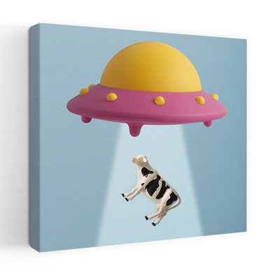 UFO Cow Abduction by Julia Ramiro - Wrapped Canvas Print