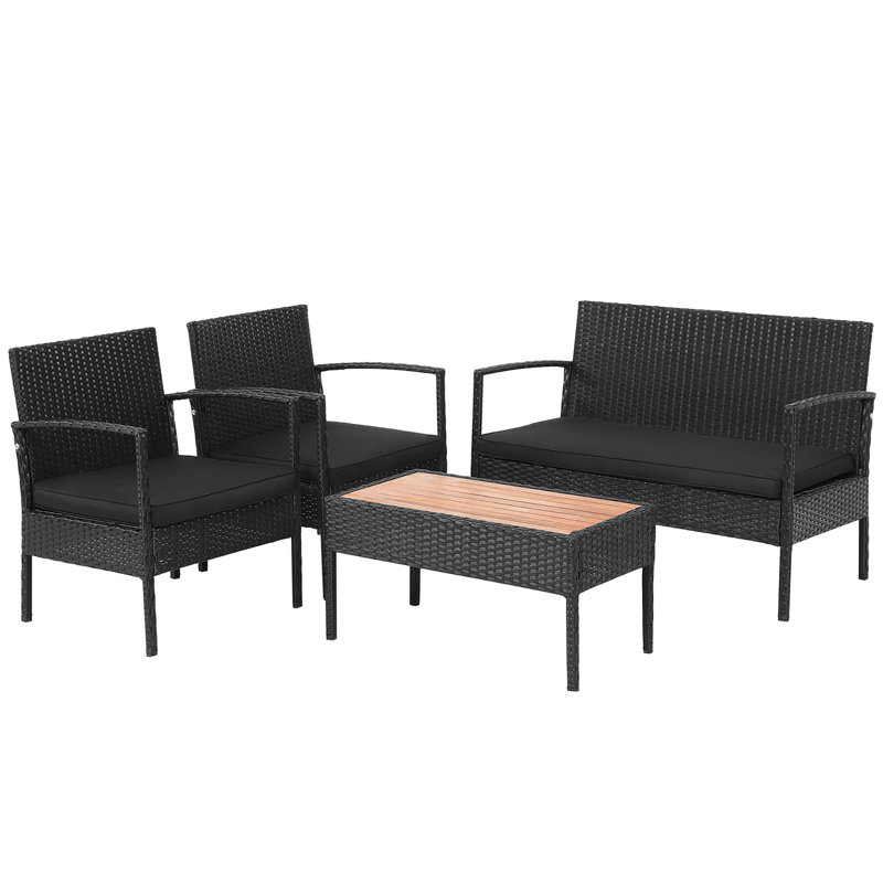 Ensemble de canapé avec coussins de 4 pièces Munoz, Noir