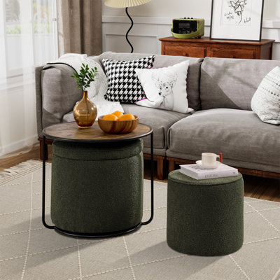 Ensemble de tables basses avec 2 tabourets
