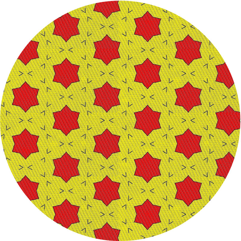 Tapis de zone jaune/rouge à motifs Ivanbrook, Rond 7 pi