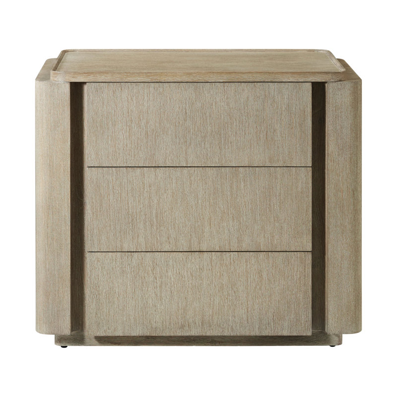 Repose 3 - Drawer Solid Wood Nightstand, Gray Oak