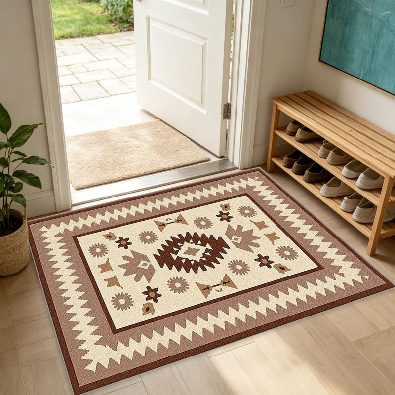 Brown Southwestern   area rugs for Living Room, Soft and Comfortable, Suitable for all seasons, easy to maintain, machine washable Indoor floor mat, Under Table Farmhouse suitable for Bedroom, Dining Room, Study,  Balcony, Home Decor Patio