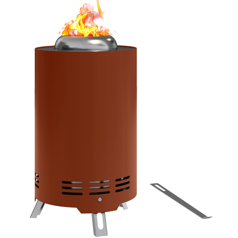 Cylinder Charcoal Smokeless Fire Pit, Red