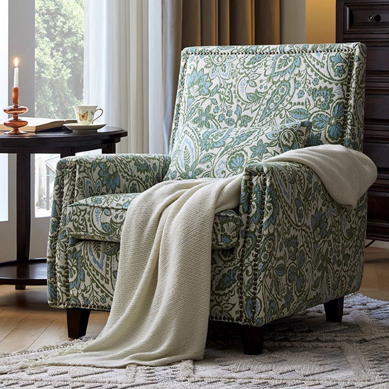 Fauteuil inclinable au design rétro et ergonomique, Mélange de polyester vert