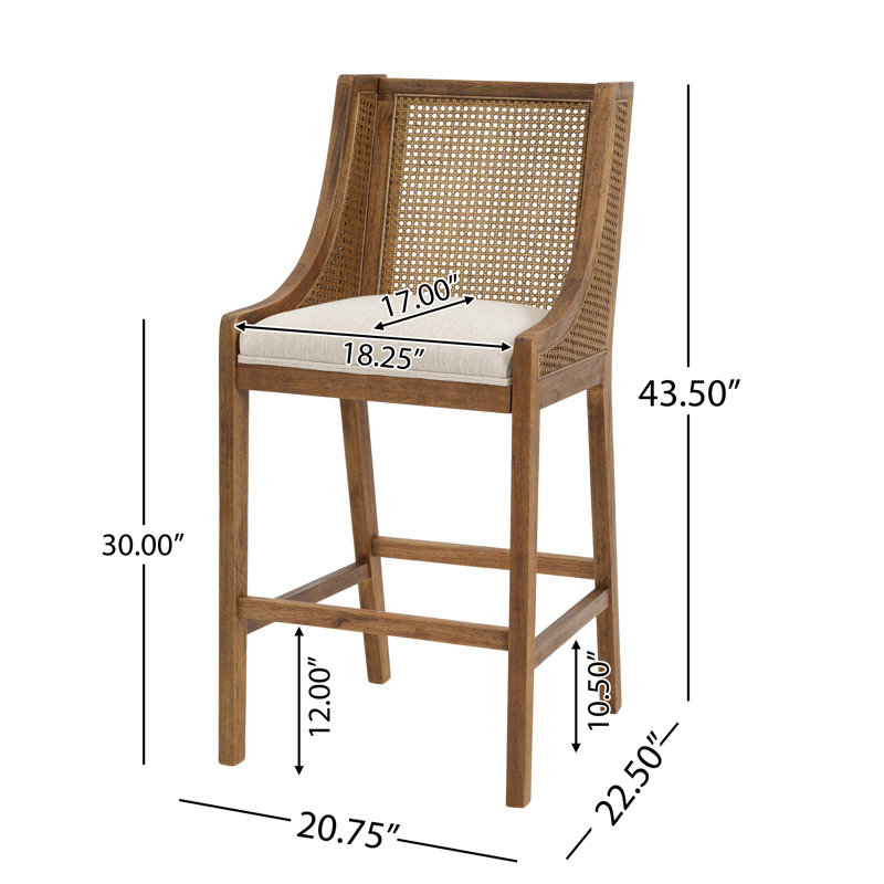 Tabouret de bar 30 po Yaritza, Beige/Walnut