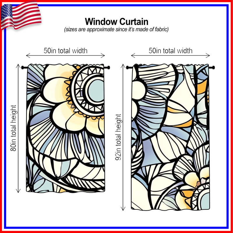 Rideaux à motif floral et voilages à motif floral - 1 panneau, Blocage, 50 po x 80 po - 1 panneau