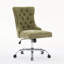 Chaise de bureau, chaise de bureau moderne rembourrée capitonnée en chenille avec base en métal chromé, chaise de bureau pivotante réglable-19831791