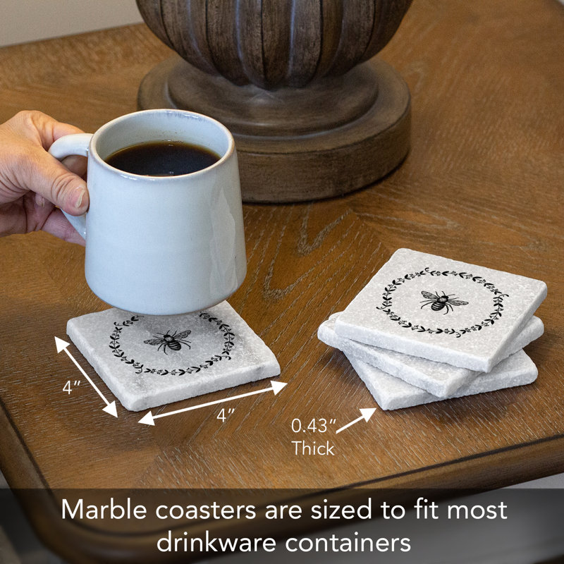 Stoneware Square 4 Piece Coaster Set