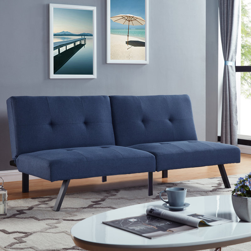 Benito Full / Double 70.47'' Upholstered Convertible Sofa, Navy Blue
