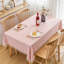 Red Square Striped Cotton Tassel Tablecloth - Dust-Proof Dining Decor