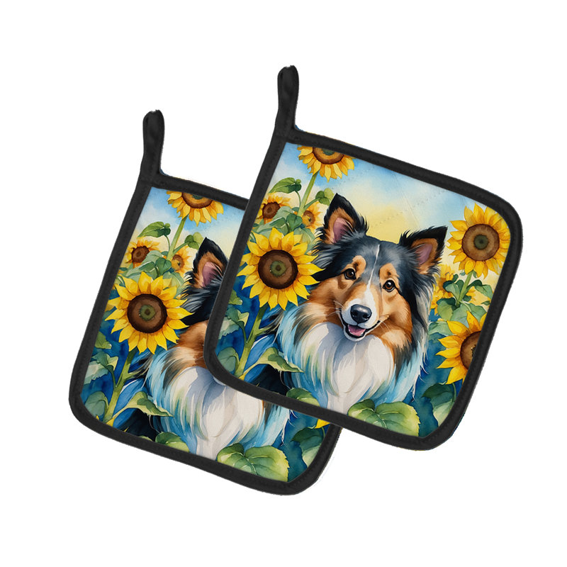 Caroline's Treasures In Sunflowers Floral Polyester Potholder Set