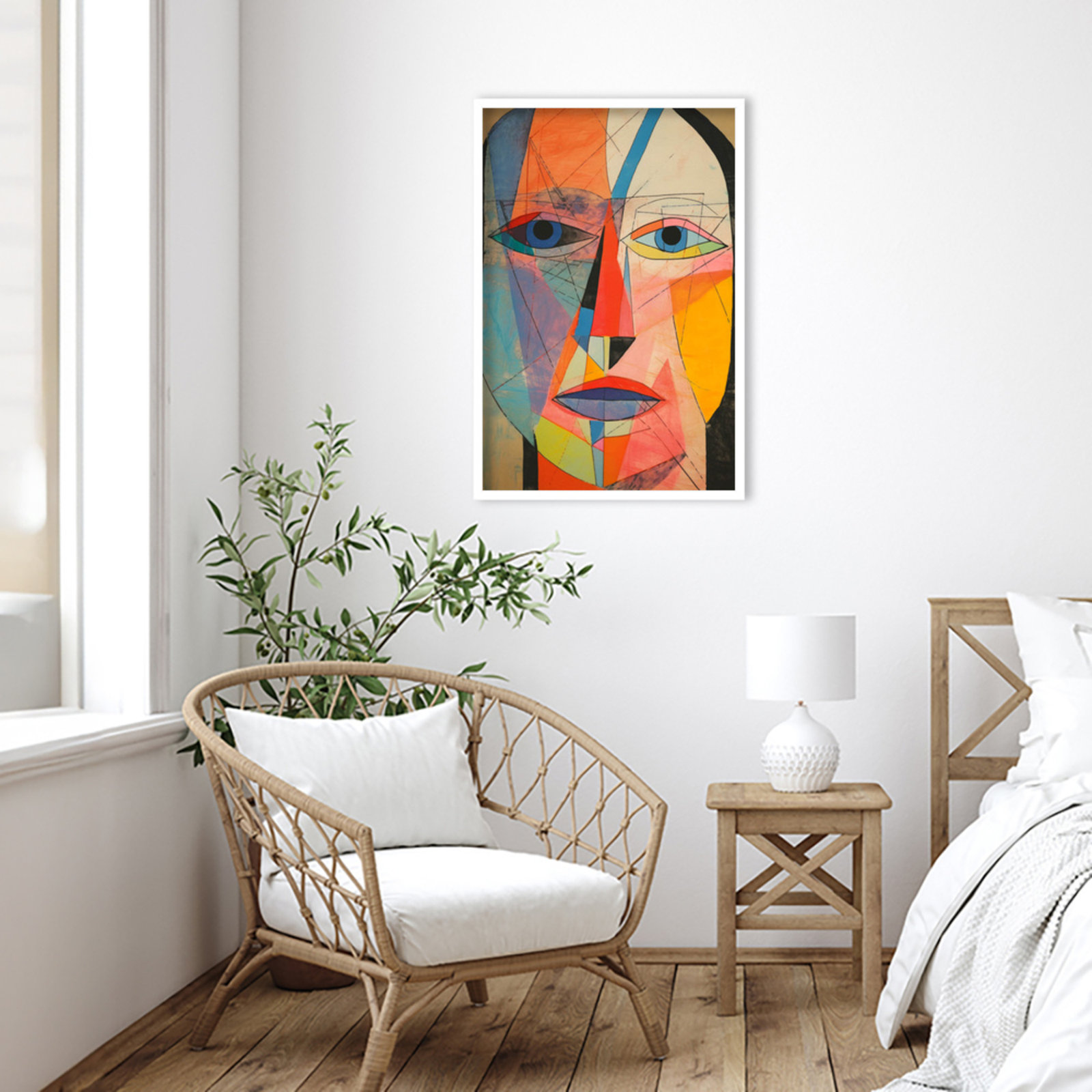 The Face Print by Treechild, White, 33" H x 23" W
