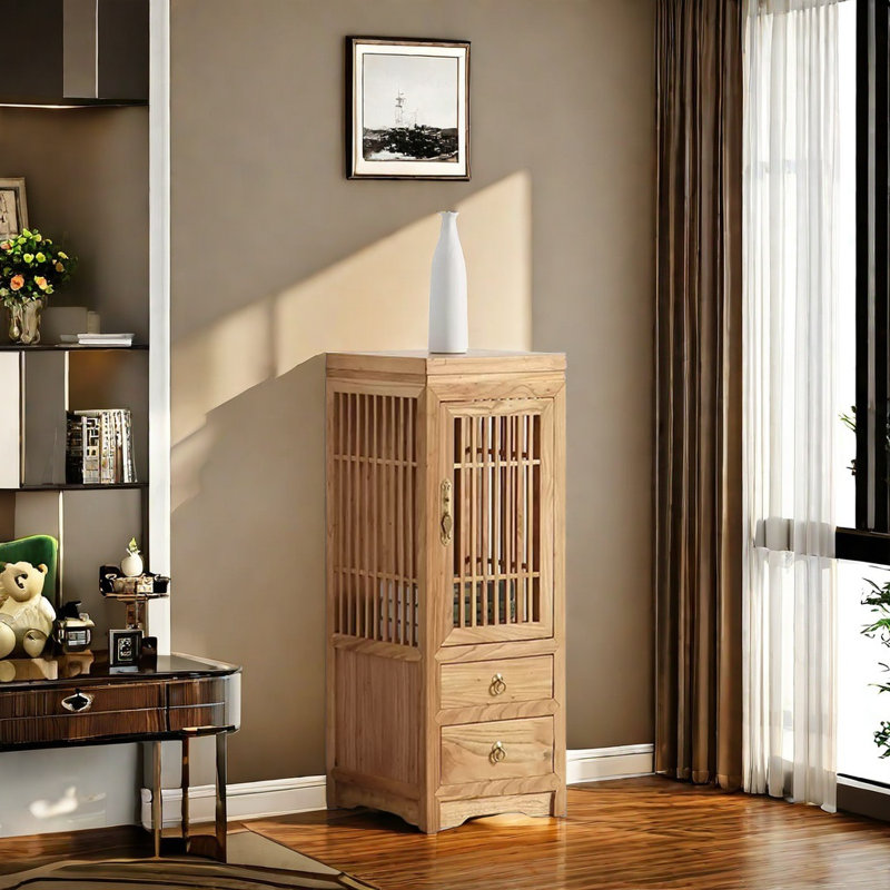Armoire d'appoint New Chinese Old Elm Zen, Brun orangé