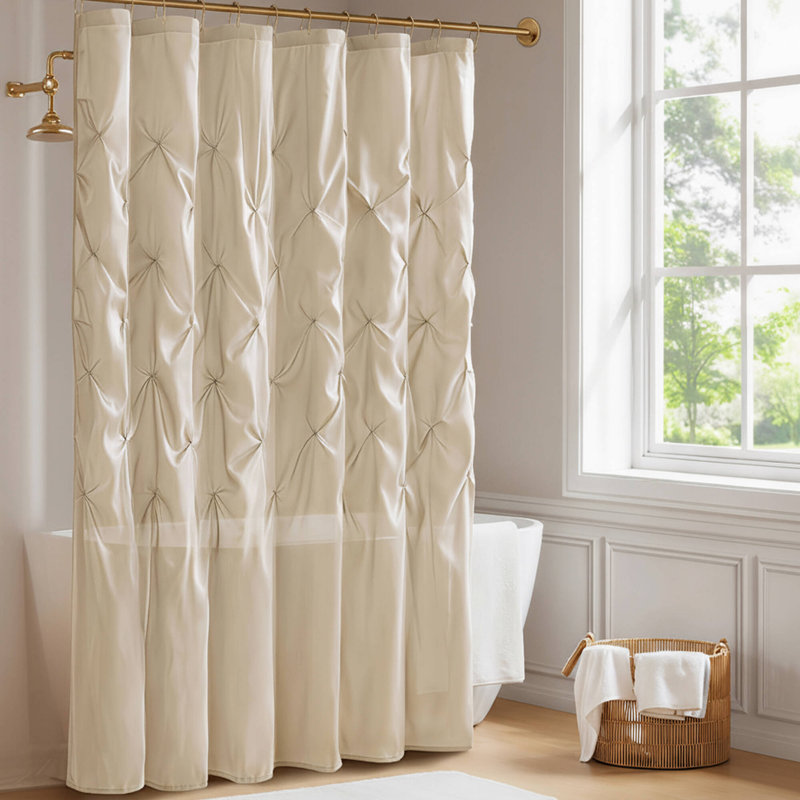 Rideau de douche semi-transparent 72 po x 72 po Laurel, Ivoire, H 72 po x l 72 po